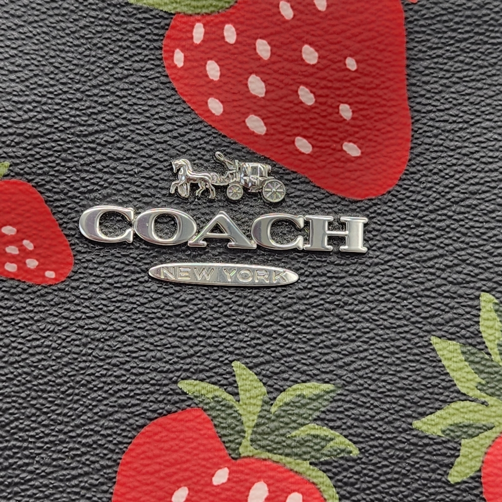 Coach Tote Bag Black Red Strawberry Print Gallery CH510 Kawaii Limited Edition - Picture 5 of 16